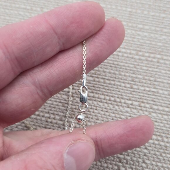 24 Inch Sterling Silver Two Tone Beaded Adjustable Chain Necklace A3960 - Picture 5 of 7